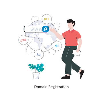Domain Registration Flat Style Design Vector illustration. Stock illustration