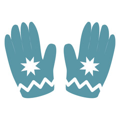 Fototapeta premium Pair of cute warm blue gloves ornate with nordic pattern, flat style vector