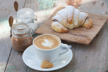 breakfast Cappucciono and croissant