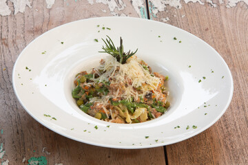 fresh pasta and wood table