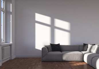 Illustration 3D rendering large luxury modern bright interiors Living room mockup computer digitally generated image