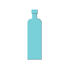 Bottle of vodka, great design for any purposes. Flat style. Color form. Party drink concept. Icon bottle with cap on white backgrounds. Simple image shape with a thin line of shadow