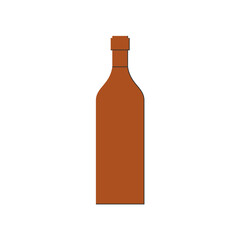Bottle of brandy, great design for any purposes. Flat style. Color form. Party drink concept. Icon bottle with cap on white backgrounds. Simple image shape with a thin line of shadow