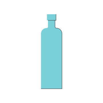 Bottle of vodka, great design for any purposes. Flat style. Color form. Party drink concept. Icon bottle with cap on white backgrounds. Simple image shape with a thin line of shadow