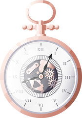 stopwatch pocket cartoon. retro time, ancient dial, roman metal object stopwatch pocket vector illustration
