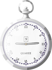 timer watch pocket cartoon. metal retro classic object, luxury round hour timer watch pocket vector illustration