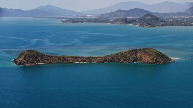 Double Island airview with Kewarra and Trinity Beaches-Taylor Point-Earl Hill on background. Queensland-Australia-338