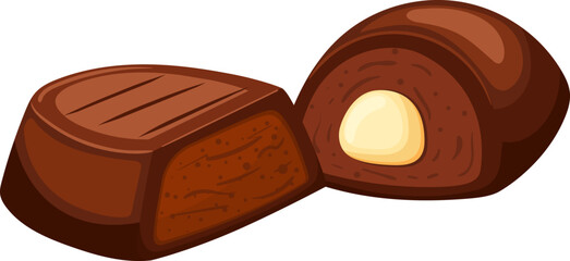 chocolate cande cartoon. sauce, sugar cream, brown food dessert chocolate cande vector illustration