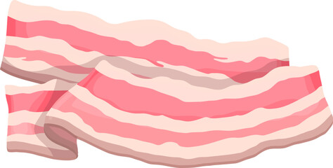 bacon meat cartoon. pork food, fat slice, meal smoked breakfast bacon meat vector illustration