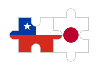 puzzle pieces of chile and japan flags. vector illustration isolated on white background