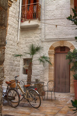 Fototapeta na wymiar Street view in old town of Polignano a Mare, Apulia, Italy