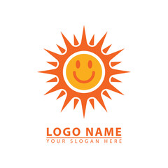 vector cute sun summer logo icon.