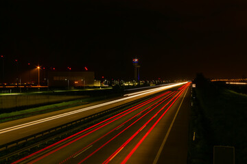 A14 Flughafen Leipzig, bei Nacht