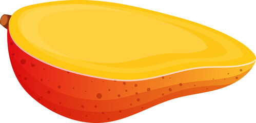 mango cut cartoon. fruit food, sweet organic, fresh juicy, ripe tropical, healthy dessert, exoti yellow, natural mango cut vector illustration