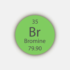 Bromine symbol. Chemical element of the periodic table. Vector illustration.