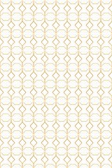 Seamless geometric pattern with golden diamonds and floral elements on a white background. Golden vector abstract print design. Background for textiles, fabrics and packaging
