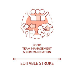 Poor team management and communication terracotta concept icon. Outsourcing drawback abstract idea thin line illustration. Isolated outline drawing. Editable stroke. Arial, Myriad Pro-Bold fonts used