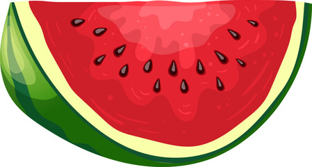 watermelon slice cartoon. summer melon, fruit water, red green, food juicy, fresh juice, part watermelon slice vector illustration