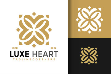 Fototapeta na wymiar Luxury Ornament Heart Logo Design Vector Illustration Template