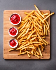 french fries and ketchup on a plate, food, potato, fries, french, fried, french fries, isolated,...