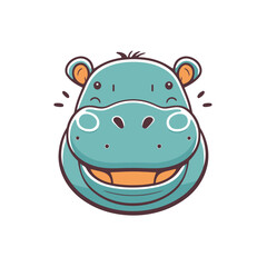 hippo character logo mascot wild animal hippopotamus in vector cartoon