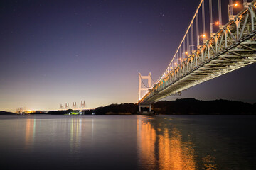 田土浦公園から見た夜の瀬戸大橋　岡山県倉敷市　Seto Ohashi Bridge at night...