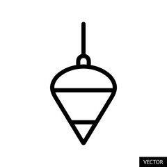 Plumb bob tool, plummet vector icon in line style design for website, app, UI, isolated on white background. Editable stroke. Vector illustration.