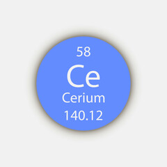 Cerium symbol. Chemical element of the periodic table. Vector illustration.