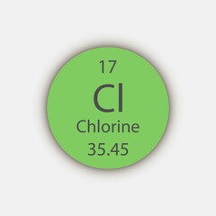 Chlorine symbol. Chemical element of the periodic table. Vector illustration.