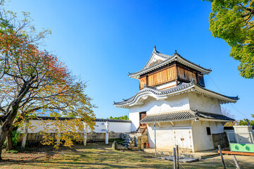 秋の岡山城　月見櫓　岡山県岡山市　Okayama Castle in autumn. Tsukimi Yagura. Okayama prefecture, Okayama City.