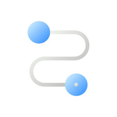 Travel route flat gradient two-color ui icon. Distance between two points. GPS navigation. Simple filled pictogram. GUI, UX design for mobile application. Vector isolated RGB illustration