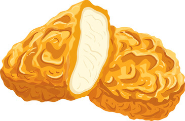 nugget fried chicken cartoon. food meal, fast fried, crispy meat, restaurant dinner, snack leg, tasty nugget fried chicken vector illustration