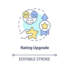 Rating upgrade concept icon. Company trustworthiness. Importance of online reviews abstract idea thin line illustration. Isolated outline drawing. Editable stroke. Arial, Myriad Pro-Bold fonts used