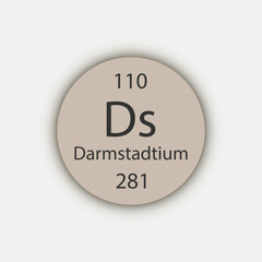 Darmstadtium symbol. Chemical element of the periodic table. Vector illustration.