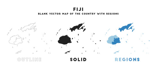 Fiji map. Borders of Fiji for your infographic. Vector country shape. Vector illustration.