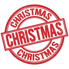 CHRISTMAS written word on red stamp sign