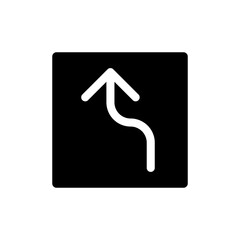 Left reverse turn arrow black glyph ui icon. Reach destination. Road sign. User interface design. Silhouette symbol on white space. Solid pictogram for web, mobile. Isolated vector illustration