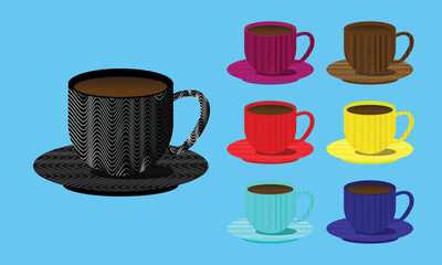 Wave design cup set illustration.