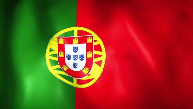 Animation of Portuguese flag. 4K. Portugal  flag flying, Portuguese Republic flag render animation	