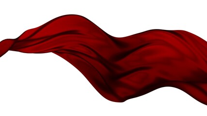 Abstract red cloth falling. Satin fabric flying in the wind