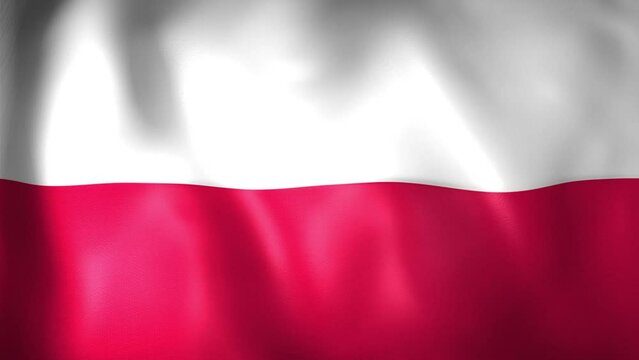 Animation of Polish flag. 4K. Poland flag flying, Republic of Poland flag render animation	