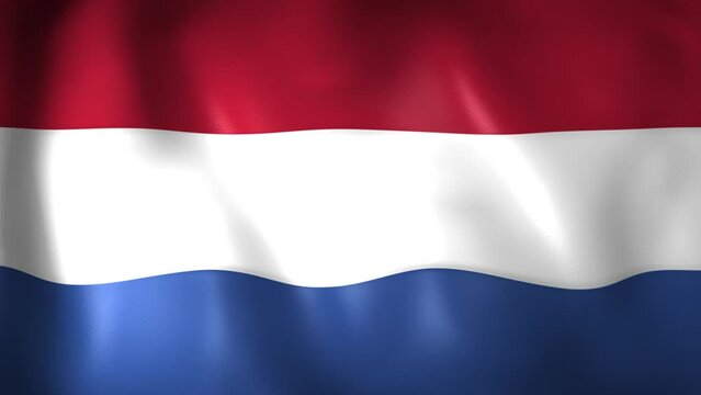 Animation of the Dutch flag. 4K. Netherlands flag flying, Holland flag render animation	