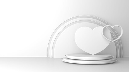 Minimal heart shapes background mock up podium