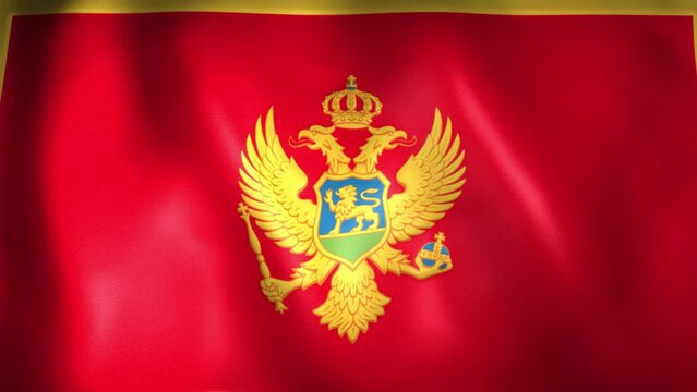 Animation of the Montenegrin flag. 4K. Montenegro flag flying, 3D flag render animation	