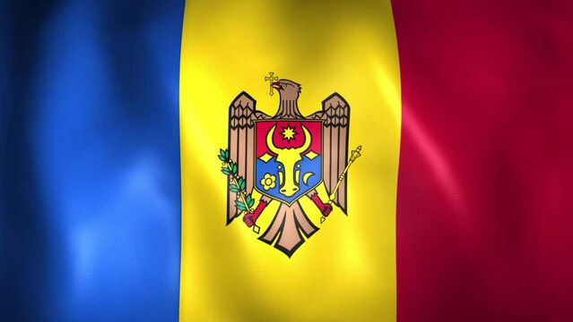 Animation of Moldovans flag. 4K. Moldova flag flying, Republic of Moldova flag render animation	