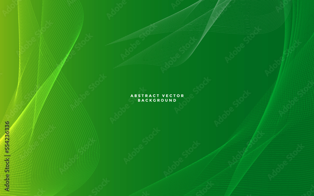 Wall mural elegant green gradient wavy background. smooth gradient background vector