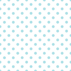 Vector seamless pattern with blue polka dots on white background	