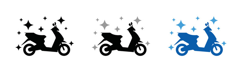 Shiny motorcycle icon vector. Motorcycle wash icon vector. Glossy motorcycle icon for apps or websites, symbol illustration © Vilogsign