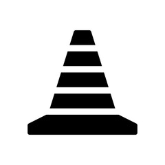 Traffic cone black glyph ui icon. Road parking. Construction site. Control zone. User interface design. Silhouette symbol on white space. Solid pictogram for web, mobile. Isolated vector illustration