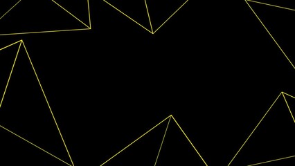 Animated frame with yellow linear shapes. Geometric background with copy space. Looped video. Vector illustration isolated on black background.